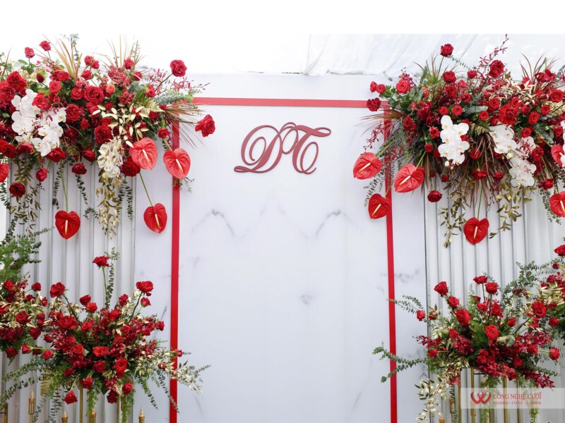 Trang trí backdrop chụp ảnh đám cưới tại nhà